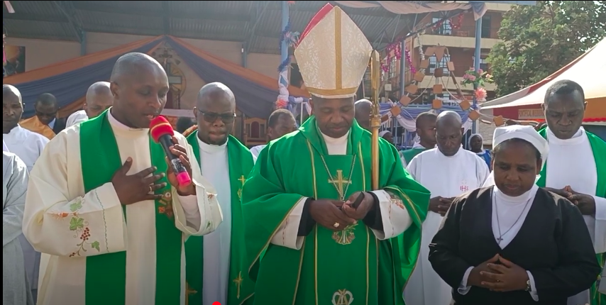 Bishop celebrating Mass with clergy