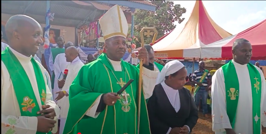 Bishop leading outdoor ceremony